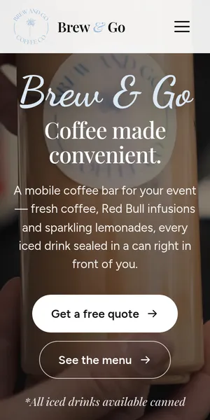 The Brew & Go Coffee Co site on a phone