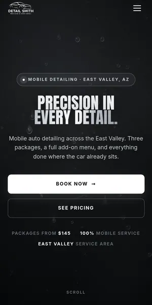 The Detail Smith site on a phone