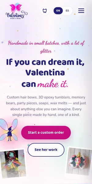 The Valentina&rsquo;s Bowtique site on a phone