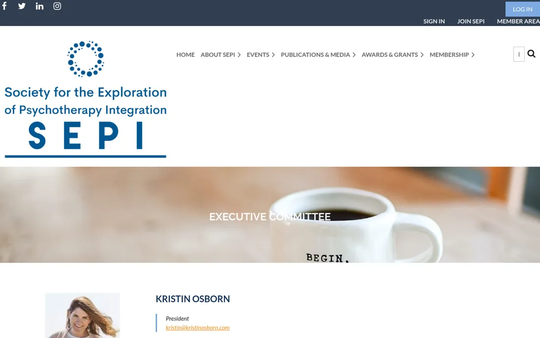 The old Executive Committee page: a coffee-cup stock banner above one portrait per row.