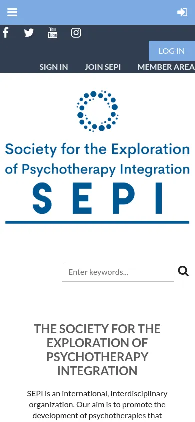 The old SEPI site on a phone, showing only a logo and empty space.