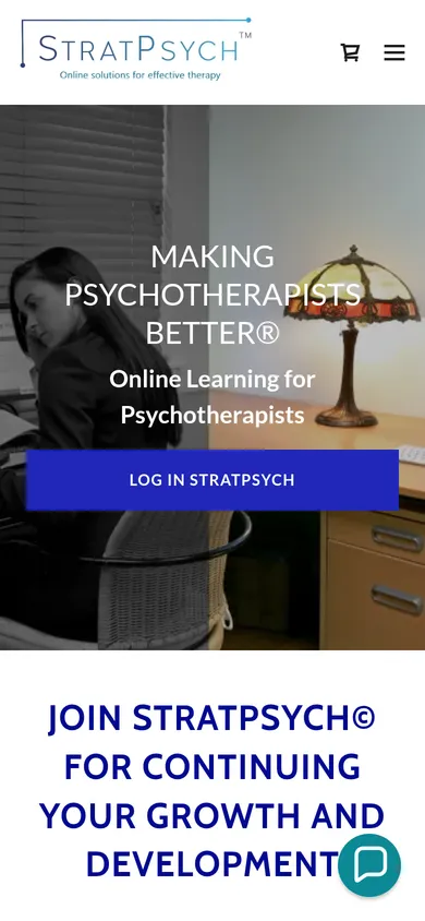 The old site on a phone: the headline over the office photo and a single LOG IN STRATPSYCH button.
